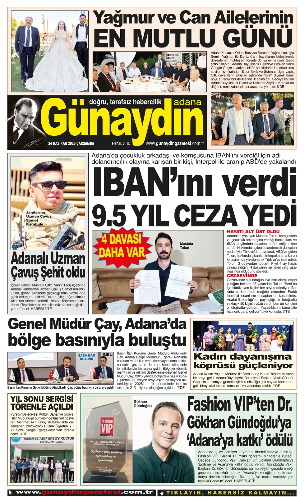 24 HAZİRAN 2026 GÜNAYDIN ADANA GAZETESİ