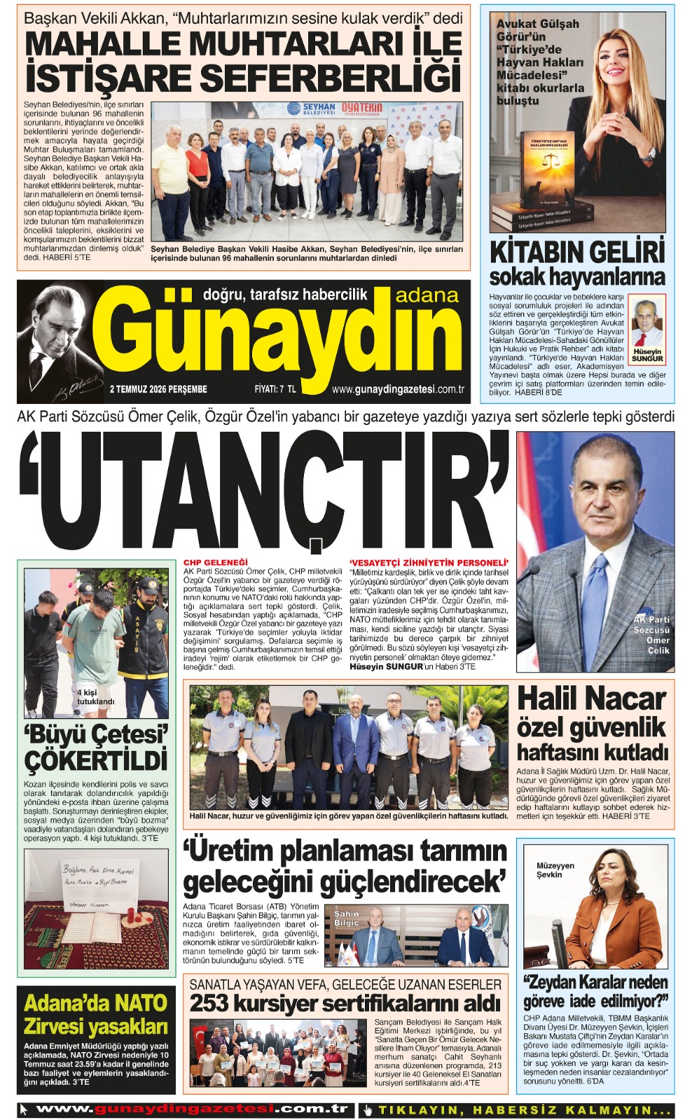 02 TEMMUZ 2026 GÜNAYDIN ADANA GAZETESİ