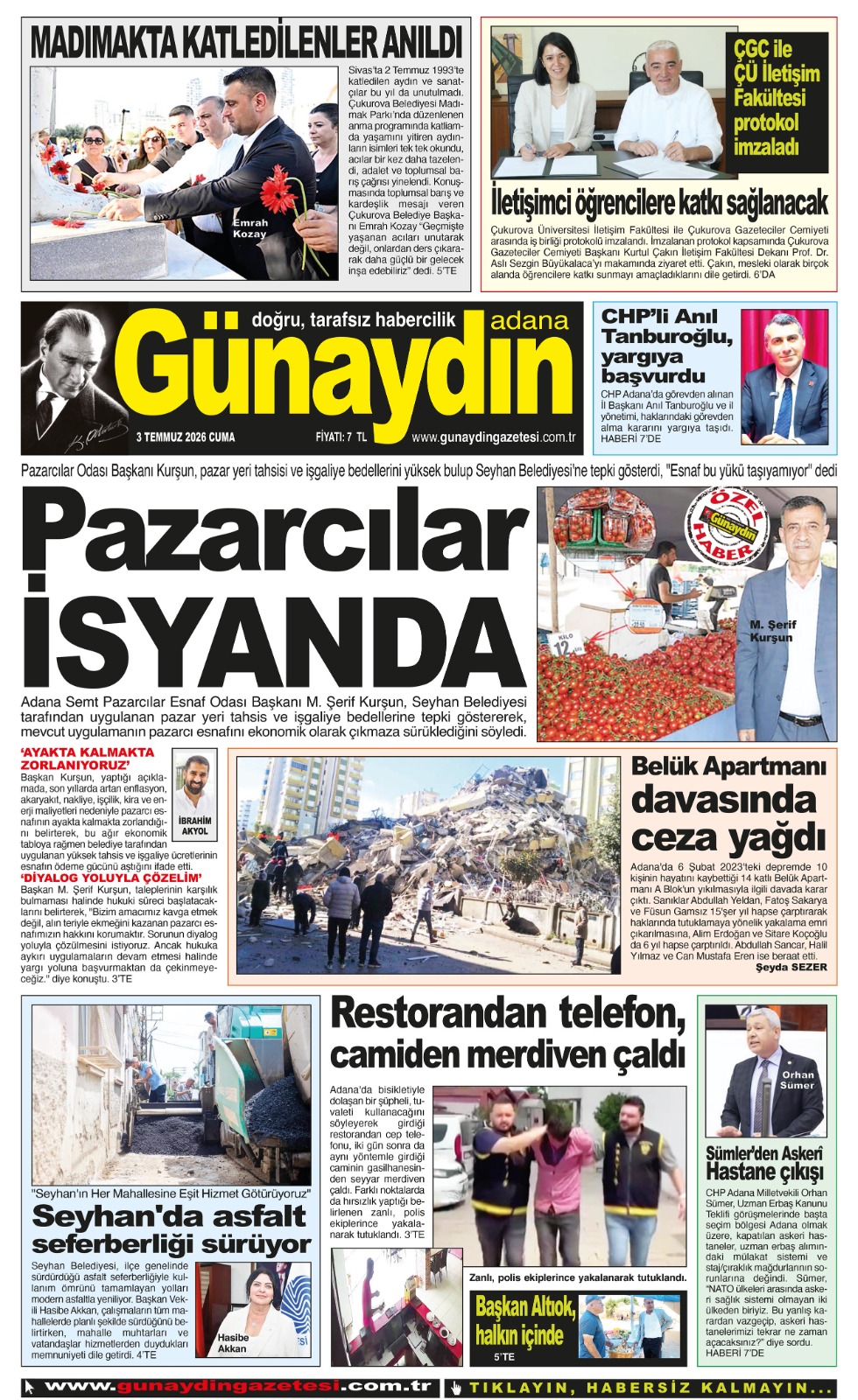 03 TEMMUZ 2026 GÜNAYDIN ADANA GAZETESİ