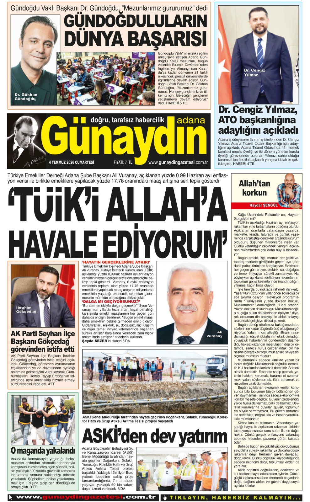 04 TEMMUZ 2026 GÜNAYDIN ADANA GAZETESİ