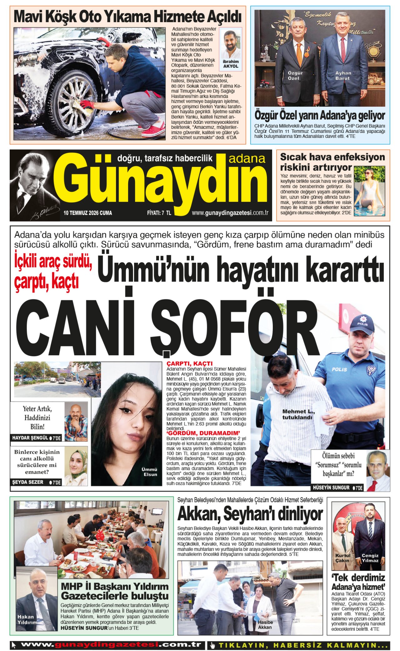 10 TEMMUZ 2026 GÜNAYDIN ADANA GAZETESİ