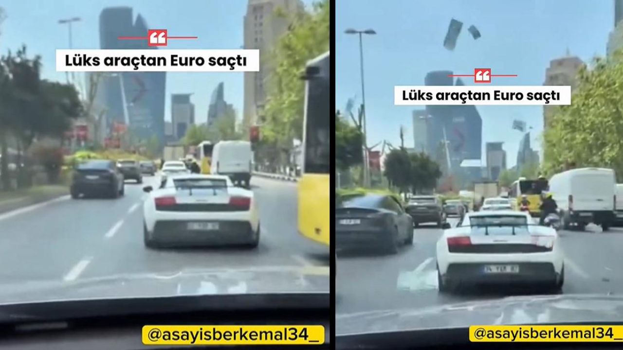 Görüntüler İstanbul'dan! Lüks aracından tomar tomar euro saçtı